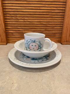 Cabbage Patch Kids Cup Bowl Plate 1984 Porcelain China Dish Doll 1
