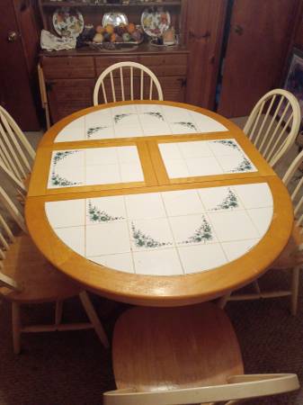 Ceramic top dining table and six chairs 1