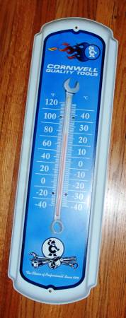 LARGE VINTAGE 27" "CORNWELL QUALITY TOOLS" METAL THERMOMETER 1