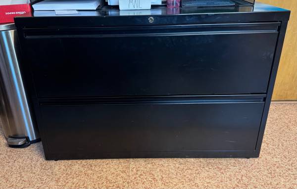 HON® Brigade® 800 42"W x 19-1/4"D Lateral 2-Drawer File Cabinet, Black 1