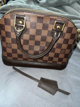 Louis Vuitton Damier Ebene Top Handle Bag Brown Zip Closure 1