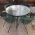 Barrel Style Vintage Patio Garden Outdoor Seating Green 4 Chair Glass Table Set 1 thumbnail