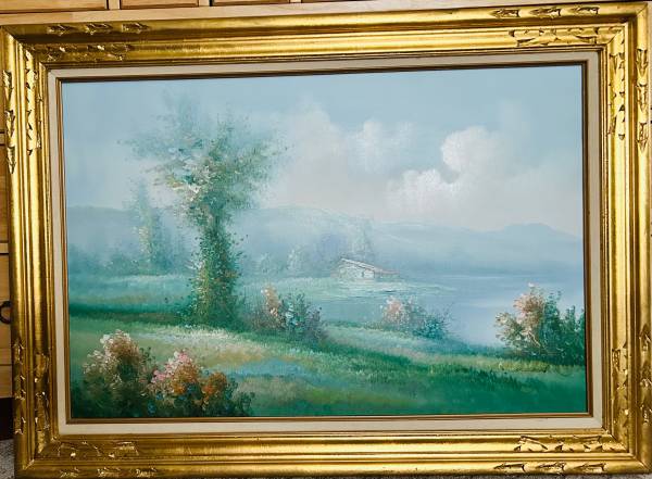 Framed oil painting by C. Helen 1