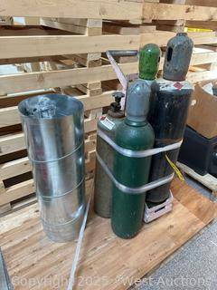 Contents Of Pallet:(4)Assorted Acetylene Tanks W Cart & Aluminum Duct 1