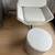 White modern chair with silver ottoman 1 thumbnail