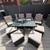 Rattan Dining Set With Table, Chairs and Footstools 4 thumbnail