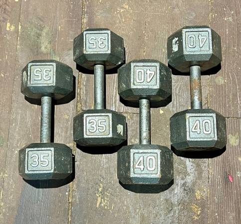 Dumbbells - pair of 35lb & 40lb 1