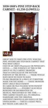 1850-1860's PINE STEP-BACK CABINET 1