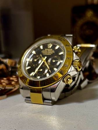 Rolex Daytona 2 Tone Black Dial Watch Chronograph Automatic RARE 1