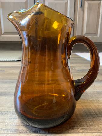 Vintage amber glass pitcher 1