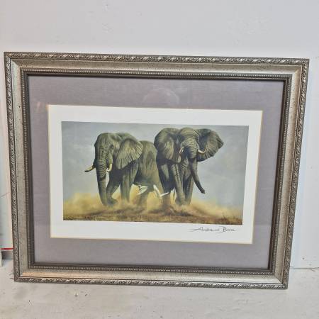 ANDREW BONE  ELEPHANTS The LAST FRONTIER SERIOLITHOGRAPH with COA Artw 1