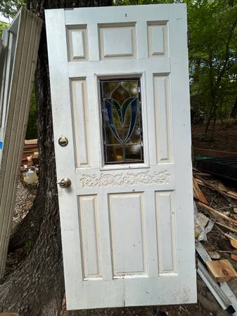 36” solid wood door with stained glass window. 1