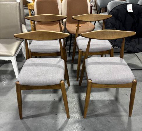 Charcoal Walnut Mid-Century Modern Solid Wood Dining Chairs (Set Of 4) 1