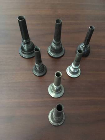 7 Brass Instrument Mouthpieces - Lyon&Healy, Leeder, Conn 1