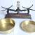 ANTIQUE SCALE WITH 2 ROUND SHINE BRASS TRAYS 11 thumbnail
