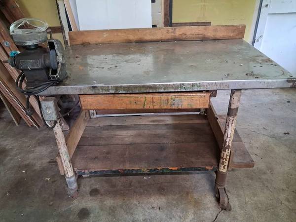 Stainless HD Workbench W/ Grinder, on Steel Casters 1
