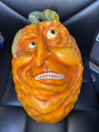 RARE Dept 56 Pumpkin Head Face Big Plaster Pulp Retired 2008 Halloween 1