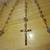 Fashion Gold w/ Blue Crystal Beads Filigree Rosary Necklace 2 thumbnail