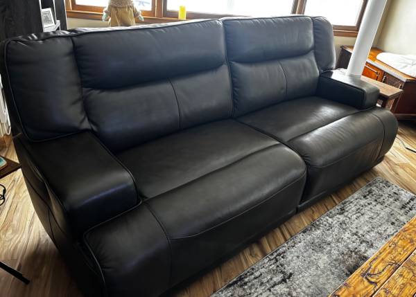 Power reclining dark brown bison leather 1