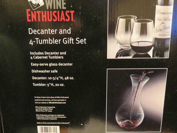 WINE ENTHUSIAST Decanter & Tumbler Gift Set - 1/2 Price NEW in BOX - $15 (Bossier City)62946037495939121