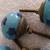 8 VINTAGE BLUE CERAMIC & BRASS DRAWER PULLS 5 thumbnail