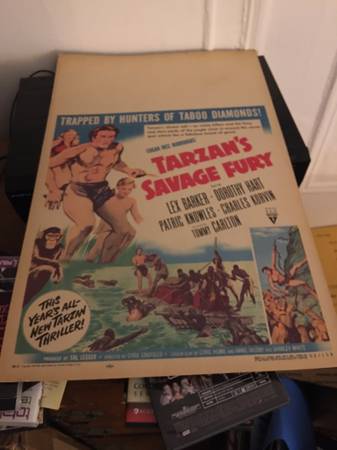 "Tarzan's Savage Fury" original 14"x22" poster 1