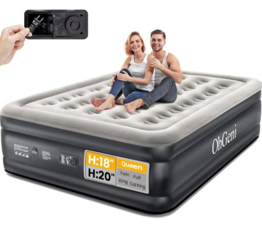 OhGeni Queen Air Mattress with Built in Pump, Inflatable Blow Up Mattress 18 Rai 1