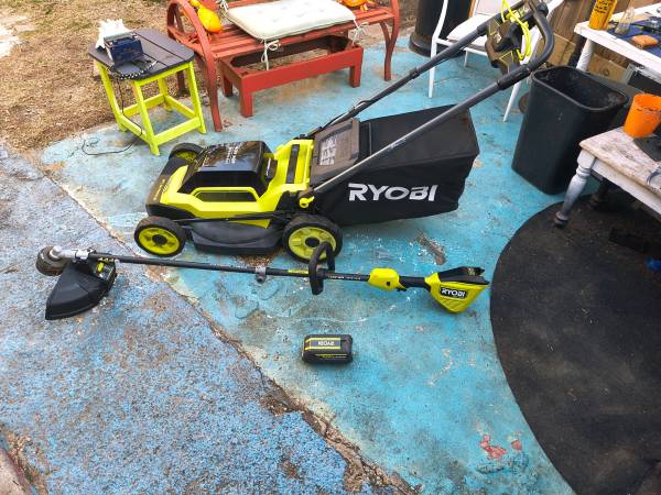 Ryobi 40V HP Brushless Mower & Carbon Fiber Trimmer Bundle (w/ Battery) 1