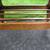 Table Fabulous Small Rolling Walnut Cart Table on Hooded Metal Casters 3 thumbnail