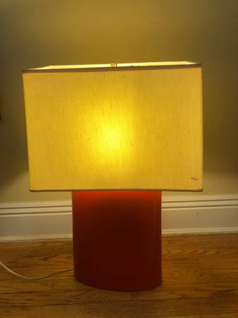 Midcentury bright orange ceramic large table lamp 1
