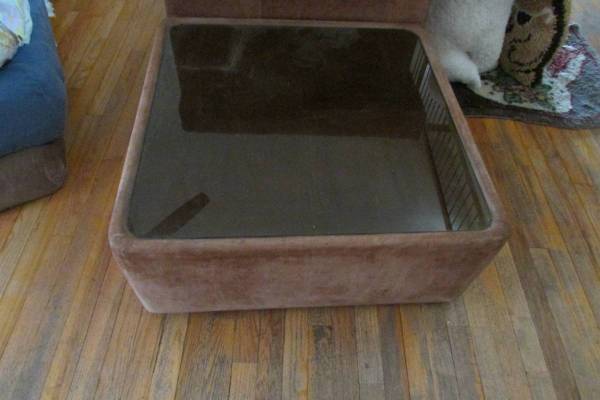 Mid Century Modern Living Furniture, Love Seat, End Tables with Glass 1