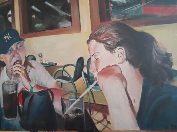 'Girlfriends' Original Oil Painting Signed By MYS 1