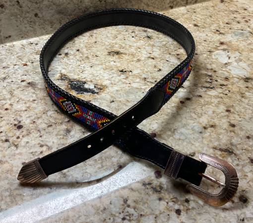 Vintage Leather Belt with Silver Buckle 1