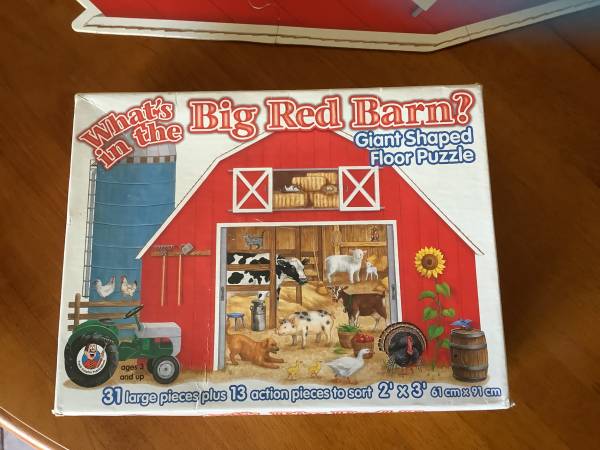 What’s in The Big Red Barn - Giant Shaped Floor Puzzle 2’X3’ 1