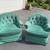 Vintage MCM Emerald Green Tufted Armchair Chairs On Wheels Casters Mid Century M 3 thumbnail