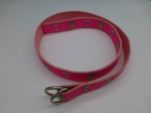 Vintage Douglas Paquette Size Medium Double D Cinch Belt Pink W/Cockta 1