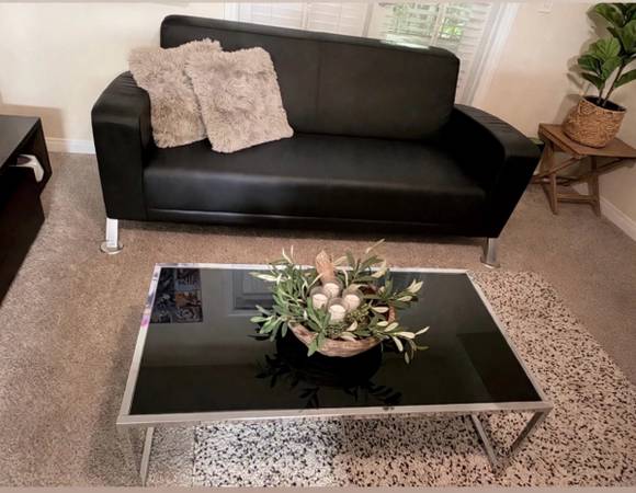 2 Modern couches plus 2 side tables and one center table 1