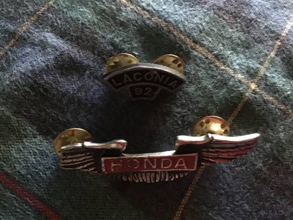 1992 Laconia bike week hat/jacket pin with Honda pin 1