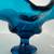 Viking Epic Drape 3 Toed Blue Glass Compote 7 thumbnail