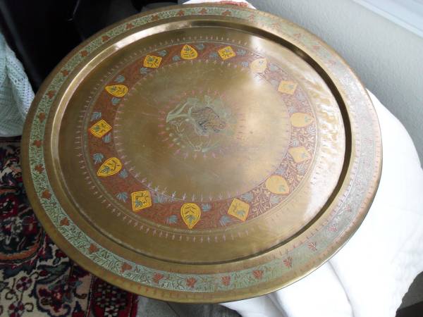 ANTIQUE HAND ENGRAVED LARGE TRAY 1