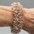 Beaded Bracelet with Button Closure/Pink/Peach/Gold/Clear Tones/up to 6 thumbnail