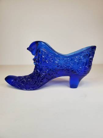 Fenton Glass Shoe Princess Slipper Cobalt Blue Vintage 1