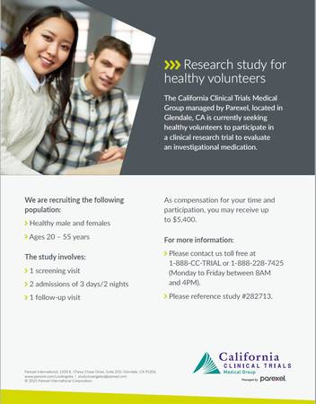 Paid Research for Healthy Volunteers up to $5,400 1