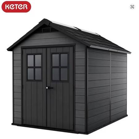 KETER 759 NEWTON 7.5' WIDE X 9' DEEP GREY STORAGE SHED - NEW IN BOXES 1