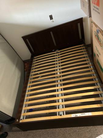 Queen bed frame with storage drawers - Ikea Malm 1