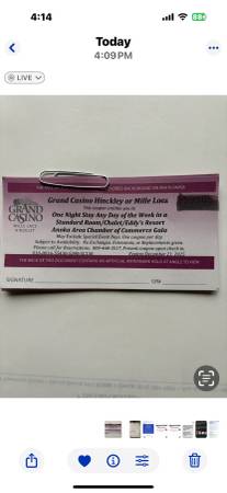 ONE night Grand Casino 🎰 Hinckley or Mille Lac or Eddys or Chalet 1