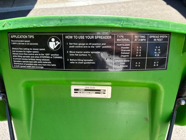 JOHN DEERE BROADCAST SPREADER TOW BEHIND - $125 (Brush Prairie)63471266033667121