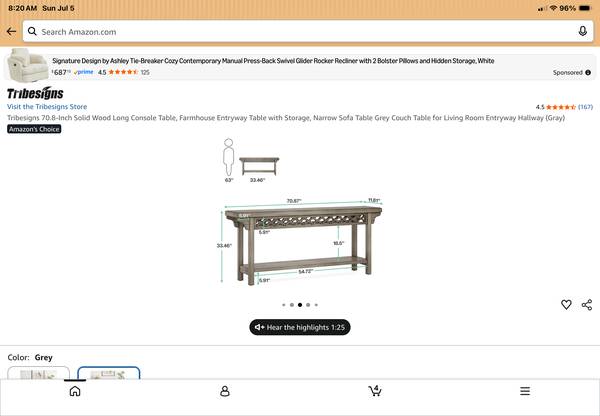 Tribesigns 70.8-Inch Solid Wood Long Console Table, Farmhouse 1