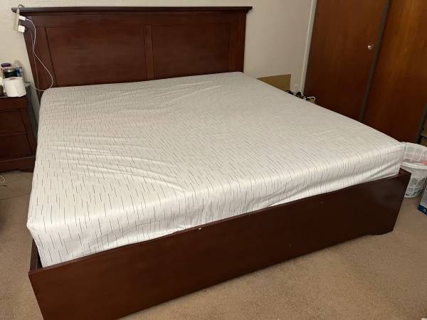 King size bed frame and mattress 1