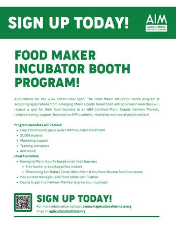 Accepting applicants for AIM's Incubator Booth Food Maker Program! (san rafael)63909865937027120